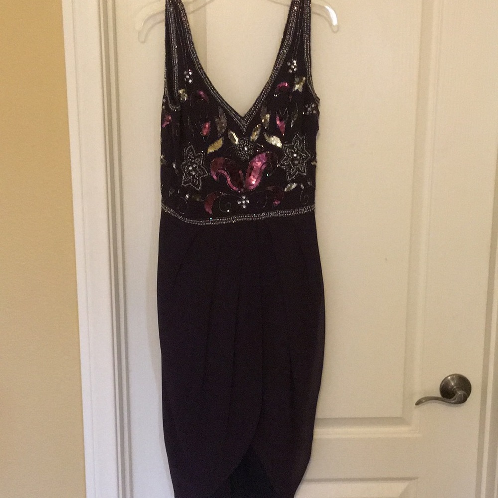 Plum shirt dress with sequences up top